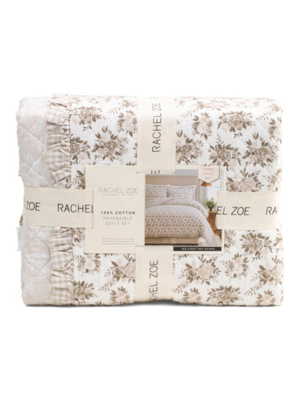 RACHEL ZOE Floral Quilt Set With Ruffle Trim